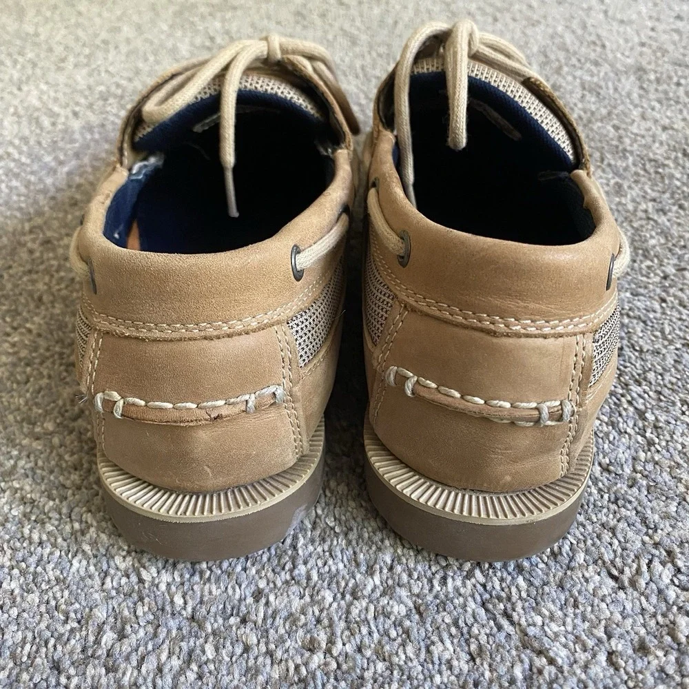 Timberland Kiawah Boat Shoe Men Size 9.5M EU 42.5 Tan Leather Textile Preppy